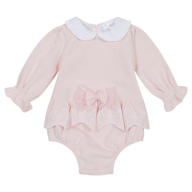 Picture of Deolinda Baby Deena Needlecord Romper With Ruffle Skirt - Pink 