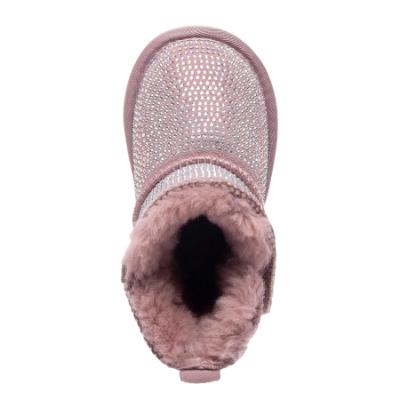 Picture of Lelli Kelly Toddler Girls Easy On Diamante Sheepskin Boot - Dark Pink 