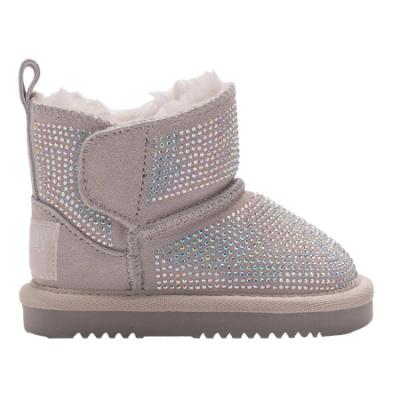 Picture of Lelli Kelly Toddler Girls Easy On Diamante Sheepskin Boot - Light Grey