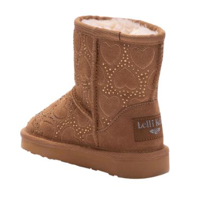 Picture of Lelli Kelly Girls Embossed Hearts & Rhinestone Sheepskin Boot - Chestnut