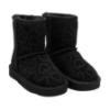 Picture of Lelli Kelly Girls Embossed Hearts & Rhinestone Sheepskin Boot - Black