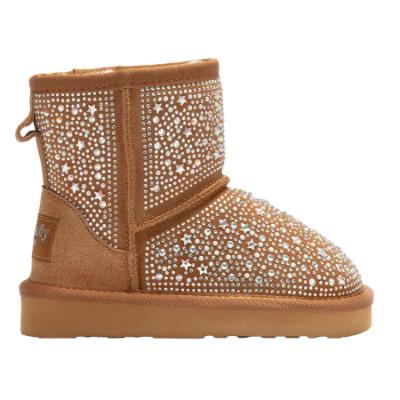 Picture of Lelli Kelly Girls Rhinestone Sheepskin Mid Calf Boot - Chestnut 