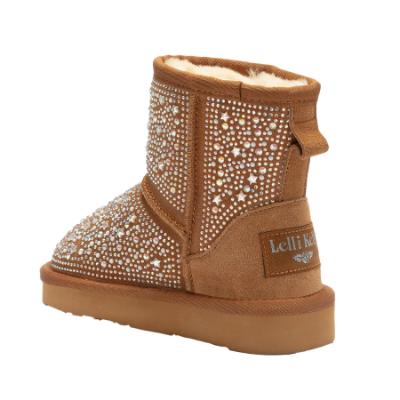 Picture of Lelli Kelly Girls Rhinestone Sheepskin Mid Calf Boot - Chestnut 