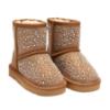 Picture of Lelli Kelly Girls Rhinestone Sheepskin Mid Calf Boot - Chestnut 