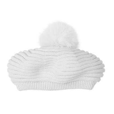 Picture of Mac Ilusion Baby Cobijar Collection Detachable Pom Pom Beret - White