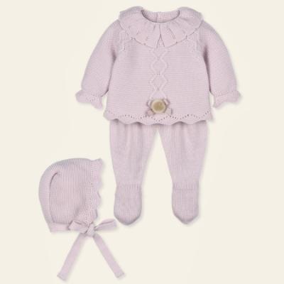 Picture of Mac Ilusion Baby Mimar Collection Girls  Knitted Sweater Bonnet & Leggings Set X 3 -  Lilac 