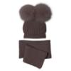 Picture of Mac Ilusion Baby Luxury Collection Detachable Double Pom Pom Hat & Scarf Set - Moka Brown