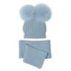 Picture of Mac Ilusion Baby Luxury Collection Detachable Double Pom Pom Hat & Scarf Set - Cloud Blue