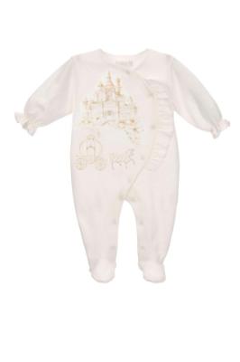 Picture of Sofija Baby Princess Castle Front Opening Babygrow - Ivory