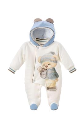 Picture of Sofija Baby Michael Front Opening Padded Pramsuit - Ivory Blue Beige