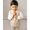 Picture of Caramelo Kids Boys Knitted Zip Neck Polo Set - Beige 