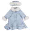 Picture of Sarah Louise Girls Winter Coat & Hat Set With Faux Fur Trim X 2 - Pale Blue Ivory