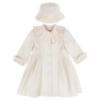 Picture of Sarah Louise Girls Winter Coat & Hat Set with Velvet Ruffles X 2 - Ivory