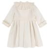 Picture of Sarah Louise Girls Winter Coat & Hat Set with Velvet Ruffles X 2 - Ivory