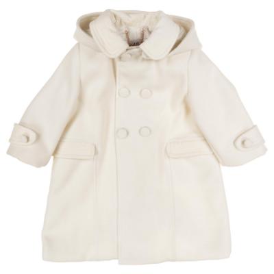 Picture of Sarah Louise Boys Traditional Winter Coat With Detachable Hood - Ivory