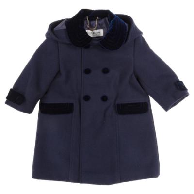 Picture of Sarah Louise Boys Traditional Winter Coat With Detachable Hood - Navy Blue