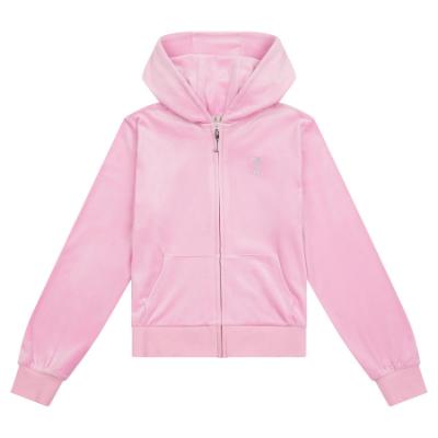 Picture of PRE ORDER Juicy Couture Girls Diamante Zip Through Velour Hoodie - Pinky Lilac Chiffon