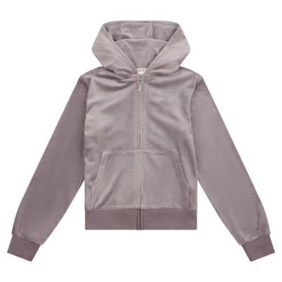 Picture of Juicy Couture Girls Diamante Zip Through Velour Hoodie - Rabbit Grey