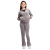 Picture of Juicy Couture Girls Diamante Zip Through Velour Hoodie - Rabbit Grey