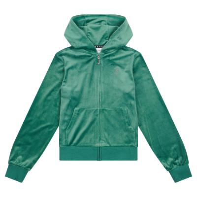 Picture of Juicy Couture Girls Diamante Zip Through Velour Hoodie - Posy Green