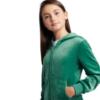 Picture of Juicy Couture Girls Diamante Zip Through Velour Hoodie - Posy Green