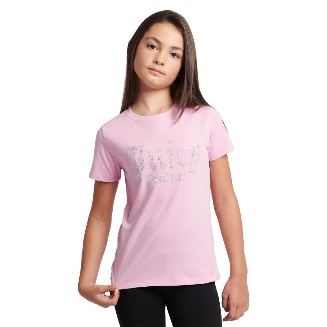 Picture of PRE ORDER Juicy Couture Girls Diamante Fitted SS Tee - Pinky Lilac Chiffon