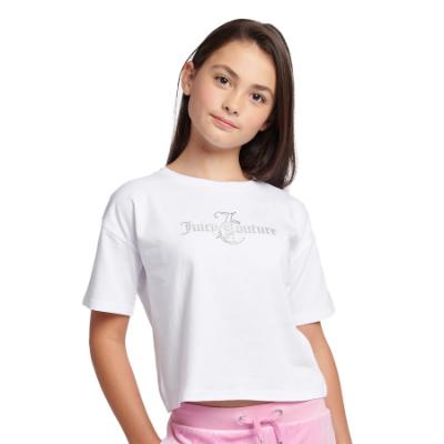 Picture of Juicy Couture Girls Glitter & Diamante Boxy Tee - Bright White 