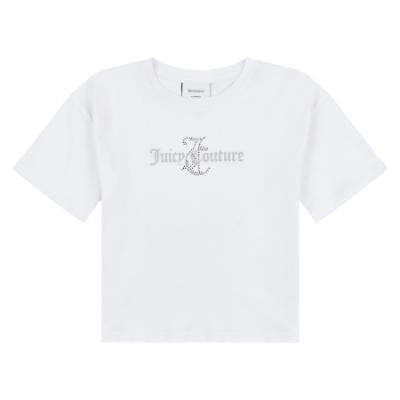 Picture of Juicy Couture Girls Glitter & Diamante Boxy Tee - Bright White 