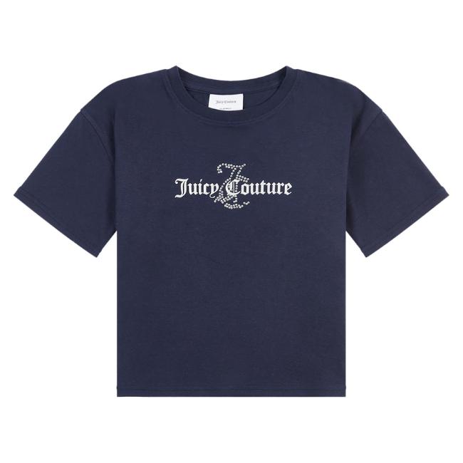 Picture of PRE ORDER Juicy Couture Girls Glitter & Diamante Boxy Tee - Night Sky Navy