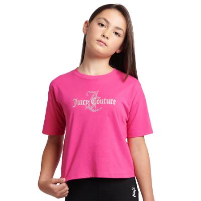 Picture of Juicy Couture Girls Glitter & Diamante Boxy Tee - Fuchsia Purple