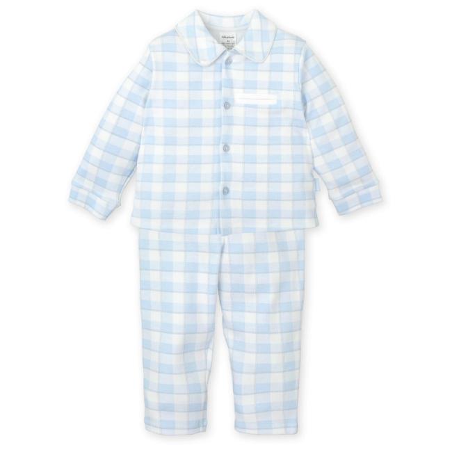 Picture of Tutto Piccolo Boys Christmas Collection Check Pyjama Set x 2 - Pale Blue