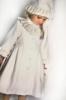 Picture of Sarah Louise Girls Winter Coat & Hat Set with Velvet Ruffles X 2 - Ivory