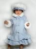 Picture of Sarah Louise Girls Winter Coat & Hat Set With Faux Fur Trim X 2 - Pale Blue Ivory