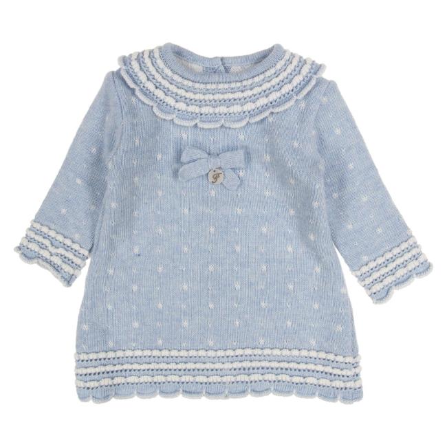 Picture of Foque Baby Girls Knitted A Line Dress - Pale Blue