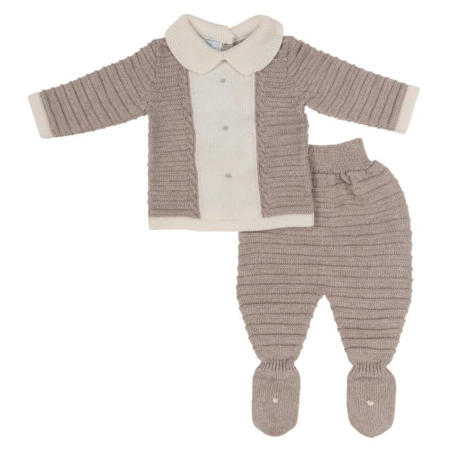 Picture of Foque Baby Boys Knitted Top Legging Set X 2 - Beige Cream