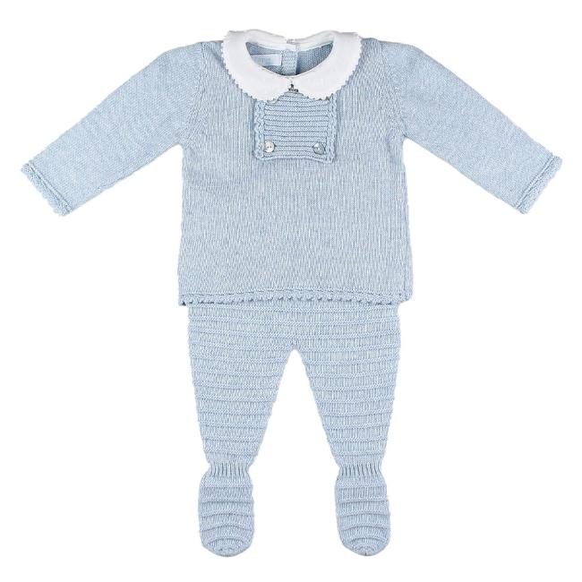 Picture of Foque Baby Boys Knitted Top Legging Set X 2 - Pale Blue