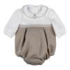 Picture of Foque Baby Boys Textured Long Sleeve Romper - Beige Ivory