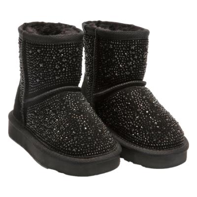 Picture of Lelli Kelly Girls Olivia Rhinestone Sheepskin Boot - Black