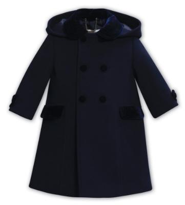 Picture of Sarah Louise Boys Traditional Winter Coat With Detachable Hood - Navy Blue