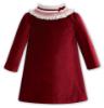 Picture of Sarah Louise Girls Velvet Dress With Detachable Smocked Collar - Burgundy