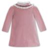 Picture of Sarah Louise Girls Velvet Dress With Detachable Smocked Collar - Rose Pink