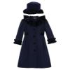 Picture of Sarah Louise Girls Winter Coat & Hat Set with Velvet Ruffles X 2 - Navy Blue