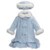 Picture of Sarah Louise Girls Winter Coat & Hat Set With Faux Fur Trim X 2 - Pale Blue Ivory