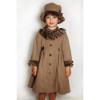 Picture of Sarah Louise Girls Winter Coat & Hat Set with Velvet Ruffles X 2 - Camel