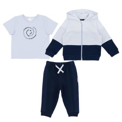 Picture of Pastels & Co Boys Blocking Wesley Zip Tracksuit Set X 3 - Pale Blue Navy