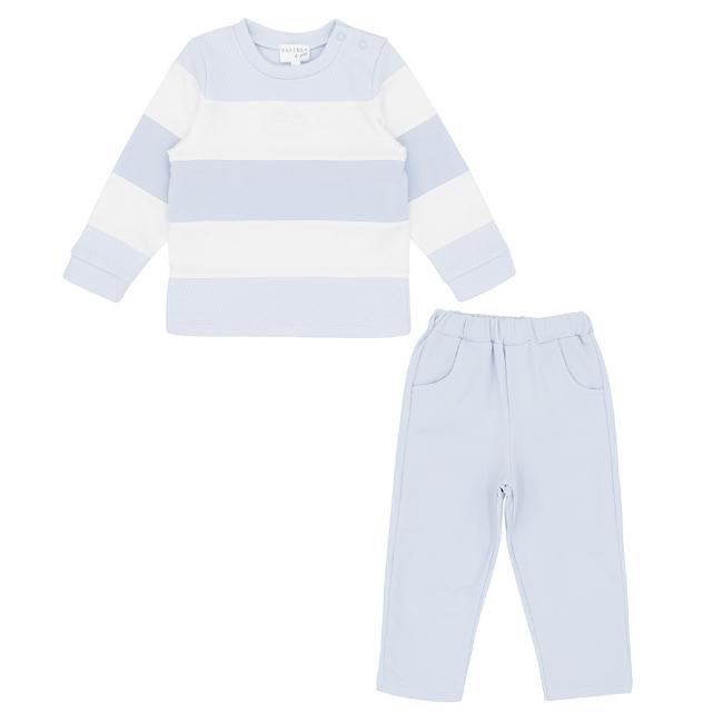 Picture of Pastels & Co Boys Blocking Worthing Tracksuit Set X 2 - Ivory Pale Blue 