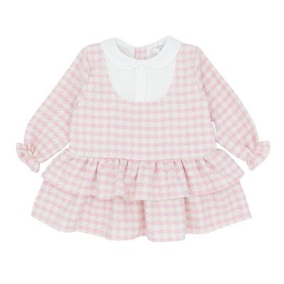 Picture of Pastels & Co Girls Cool Checks Candy Drop Waist Ruffle Dress - Ivory Pink