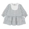 Picture of Pastels & Co Girls Cool Checks Candy Drop Waist Ruffle Dress - Ivory Ice Blue