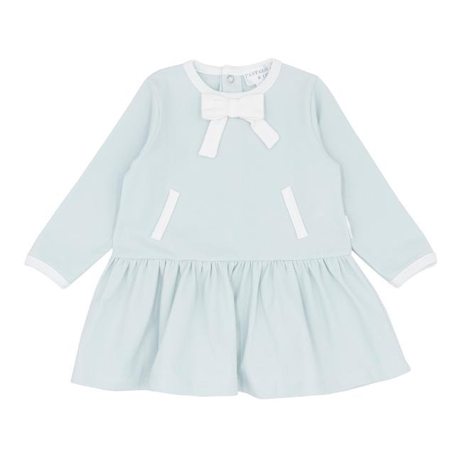 Picture of Pastels & Co Girls Cool Checks Colette  Sweat Jersey Dress - Ivory Ice Blue