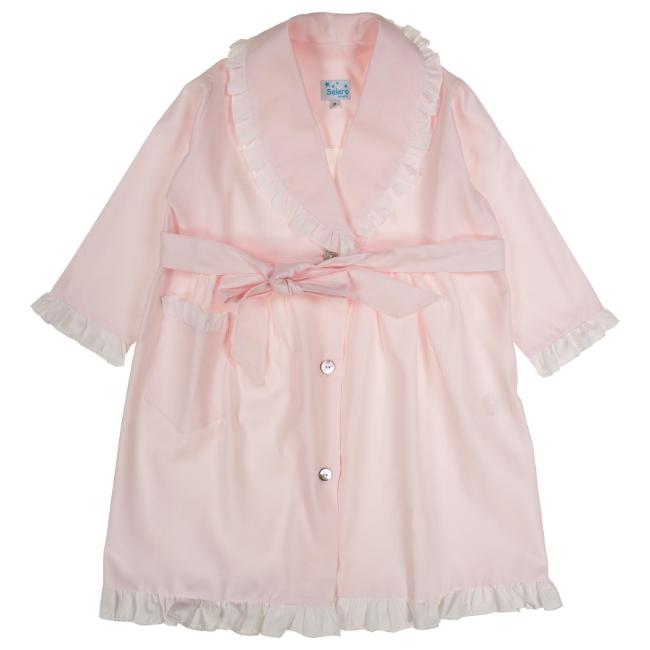 Picture of Salero Girls Cotton Dressing Gown With Ruffles -  Pink White